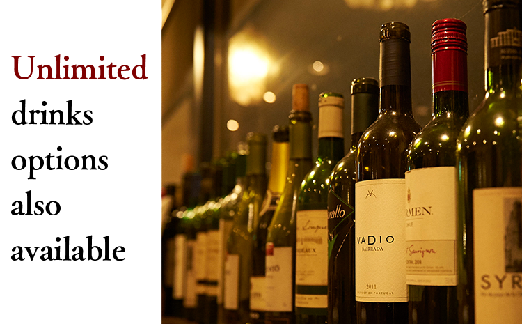 Unlimited drinks options also available